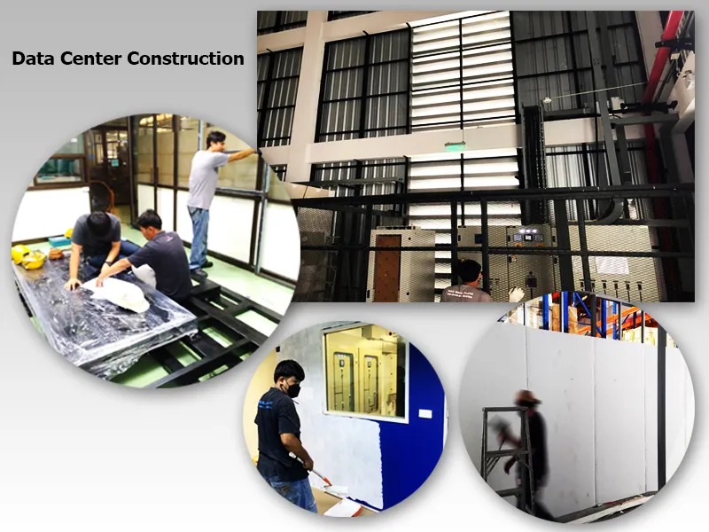 Server room construction and infrastructure installation work