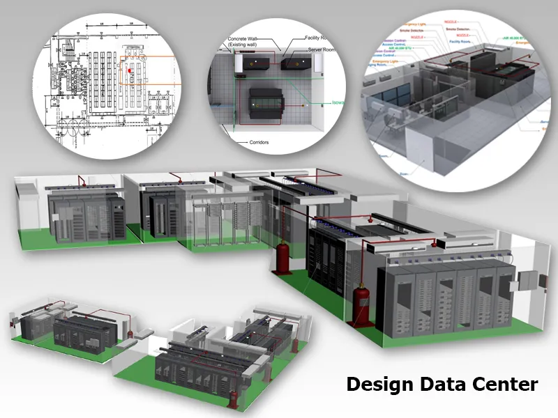 Data center infrastructure design planning scene